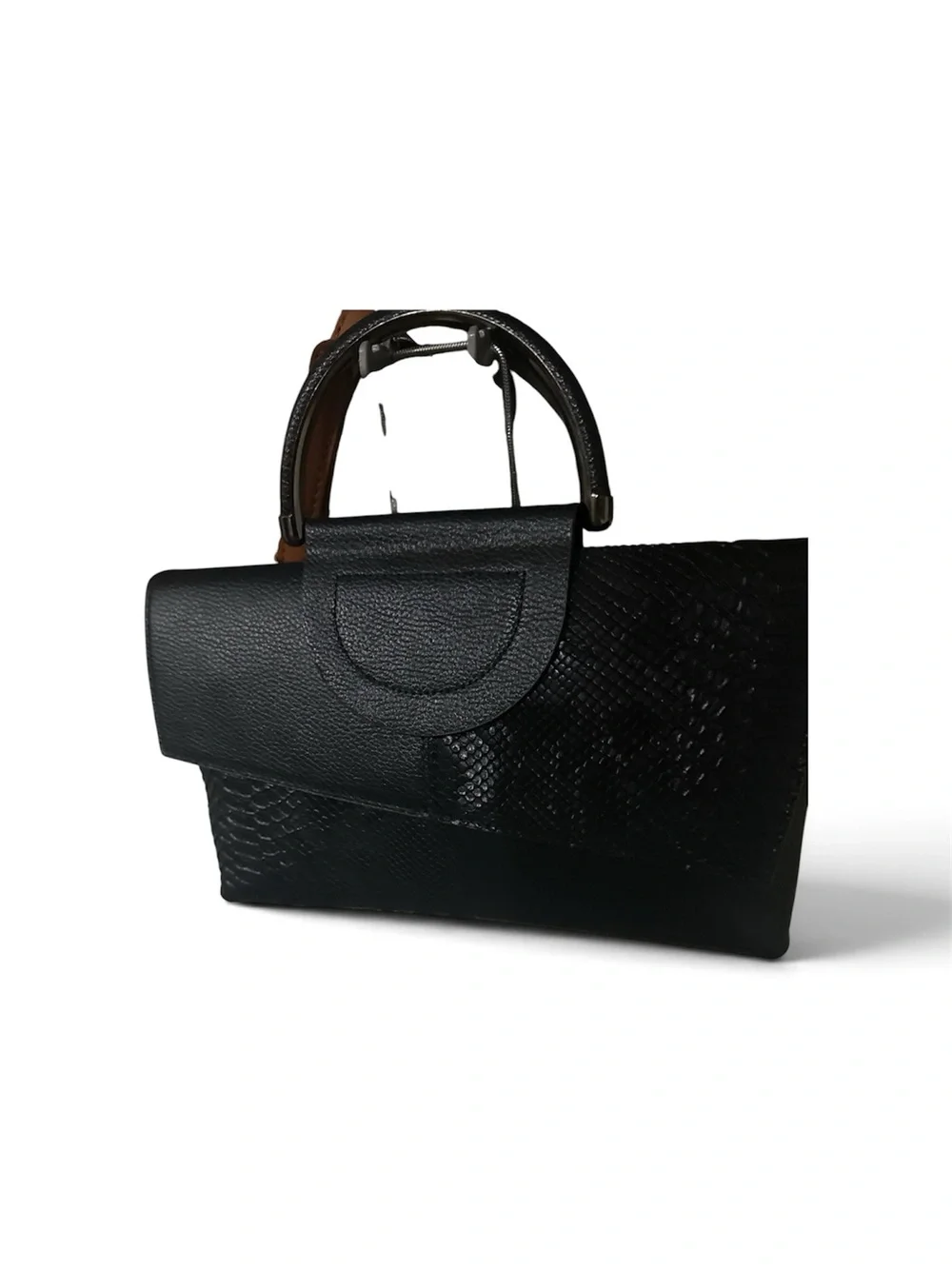 Classic Black Leather Tote Handbag